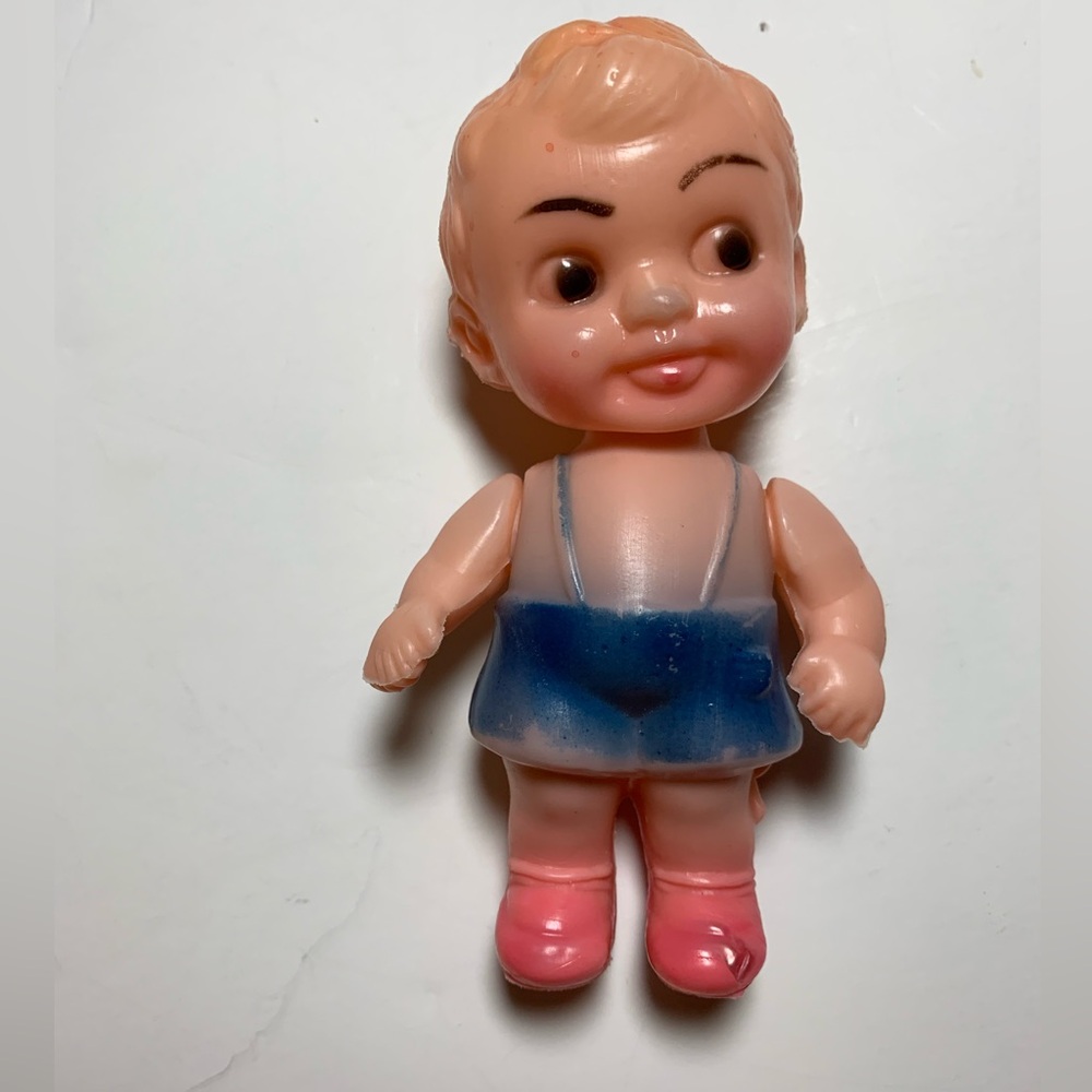 Vintage 1960s/70s Plastic Kewpie Style Doll - Made in Hong Kong